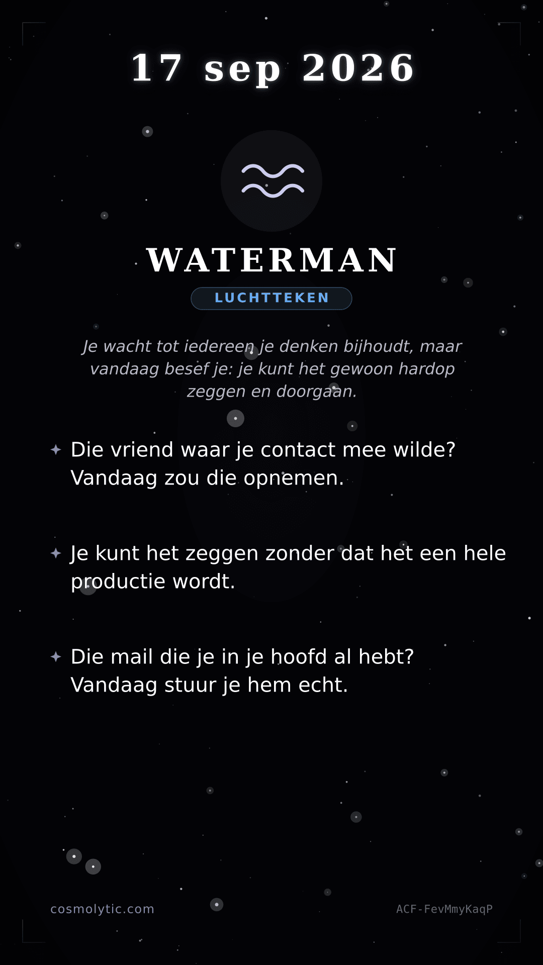 Waterman daghoroscoop kaart voor Gisteren