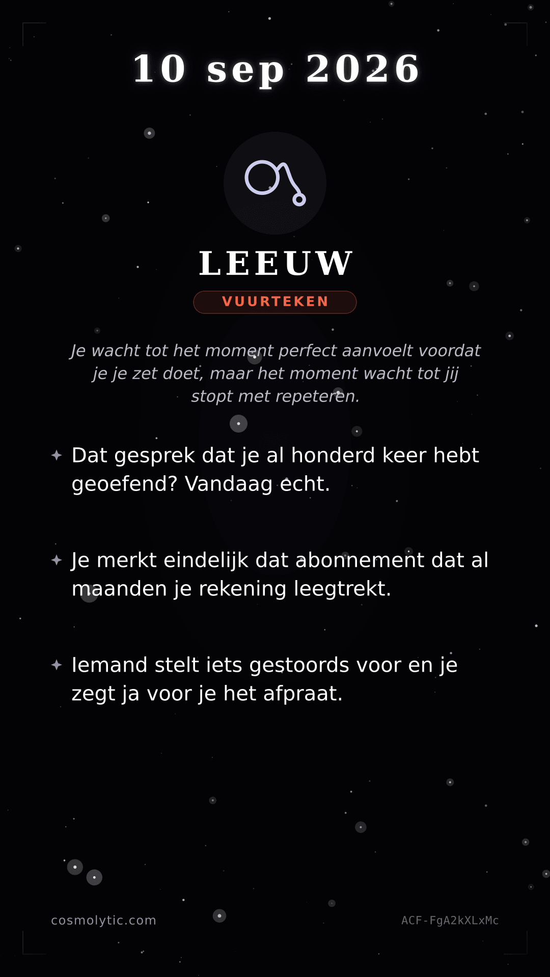 Leeuw daghoroscoop kaart voor 10 september 2026