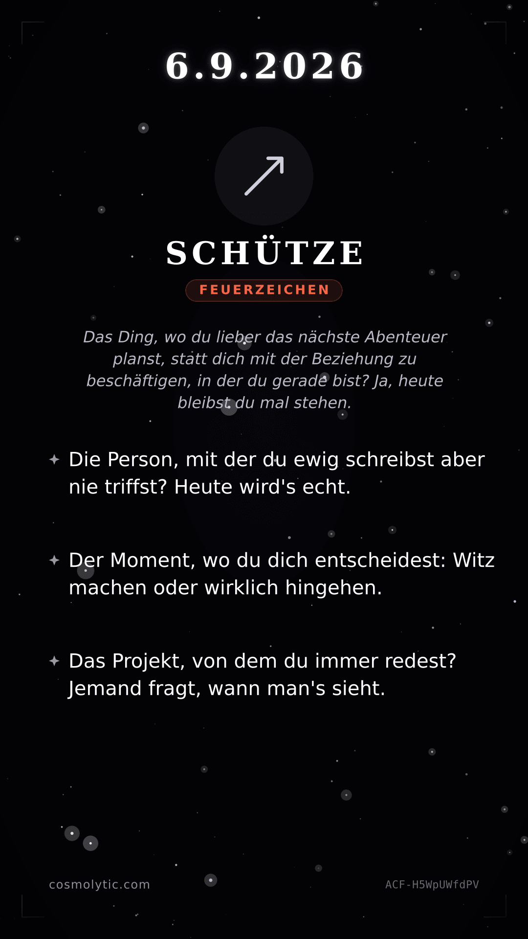 Schütze Tageshoroskop-Karte für 6. September 2026
