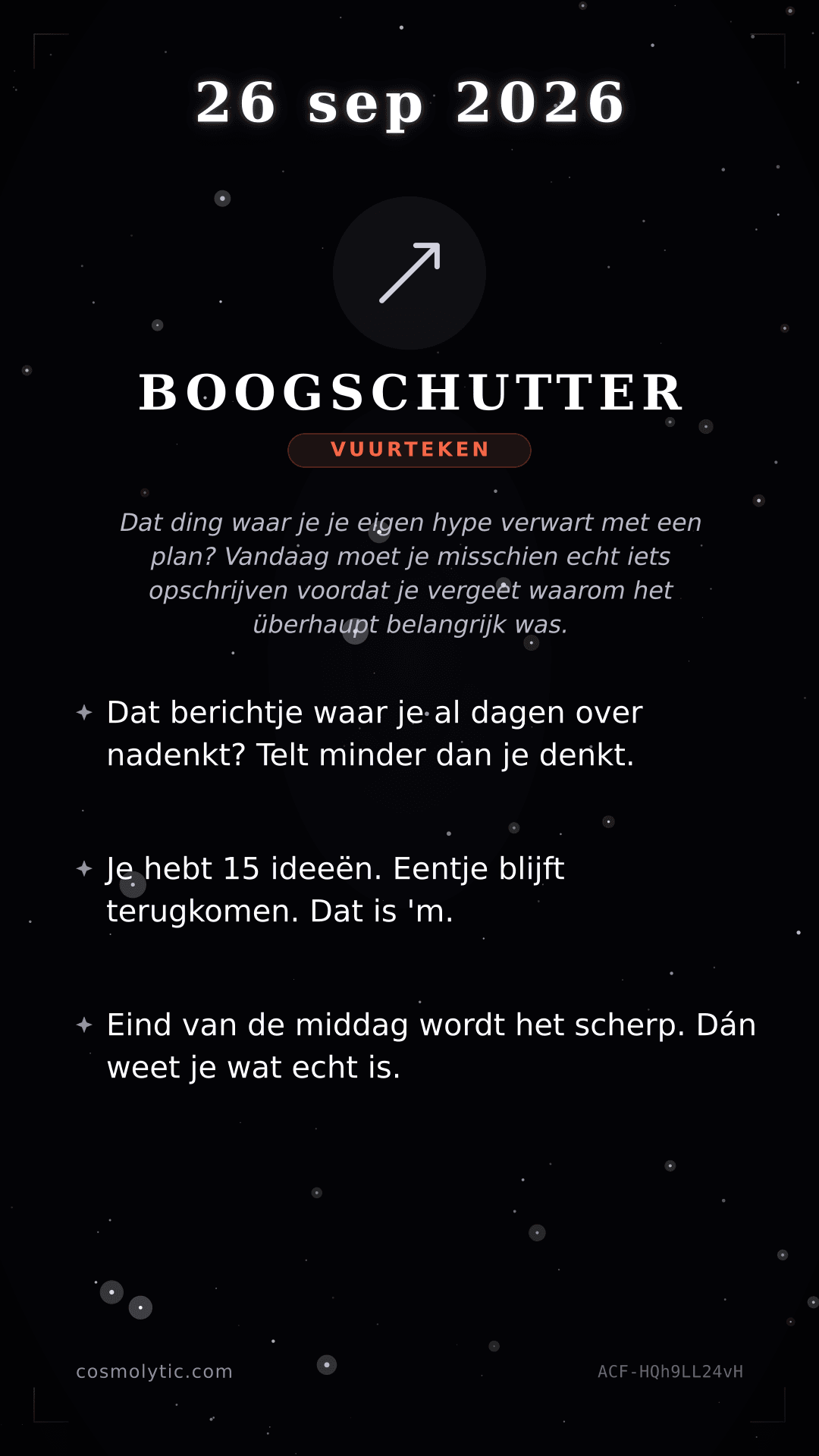 Boogschutter daghoroscoop kaart voor 26 september 2026