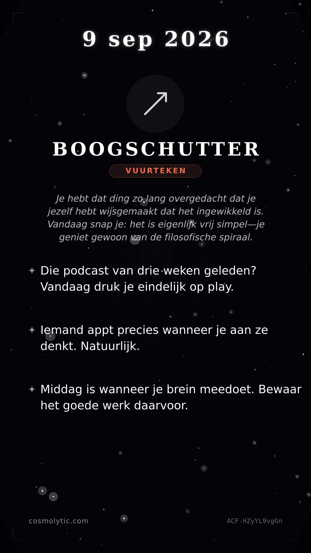 Boogschutter daghoroscoop kaart voor 9 september 2026