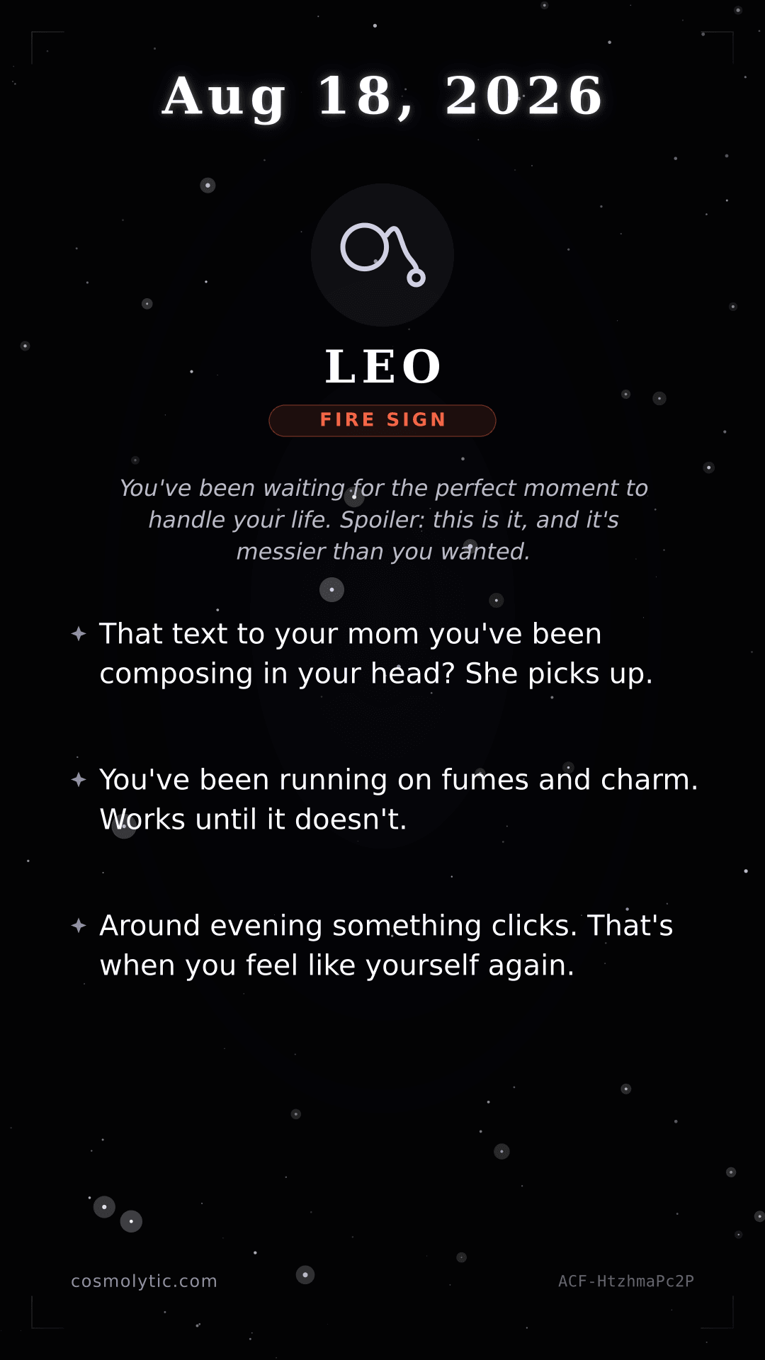 Leo daily horoscope card for August 18, 2026