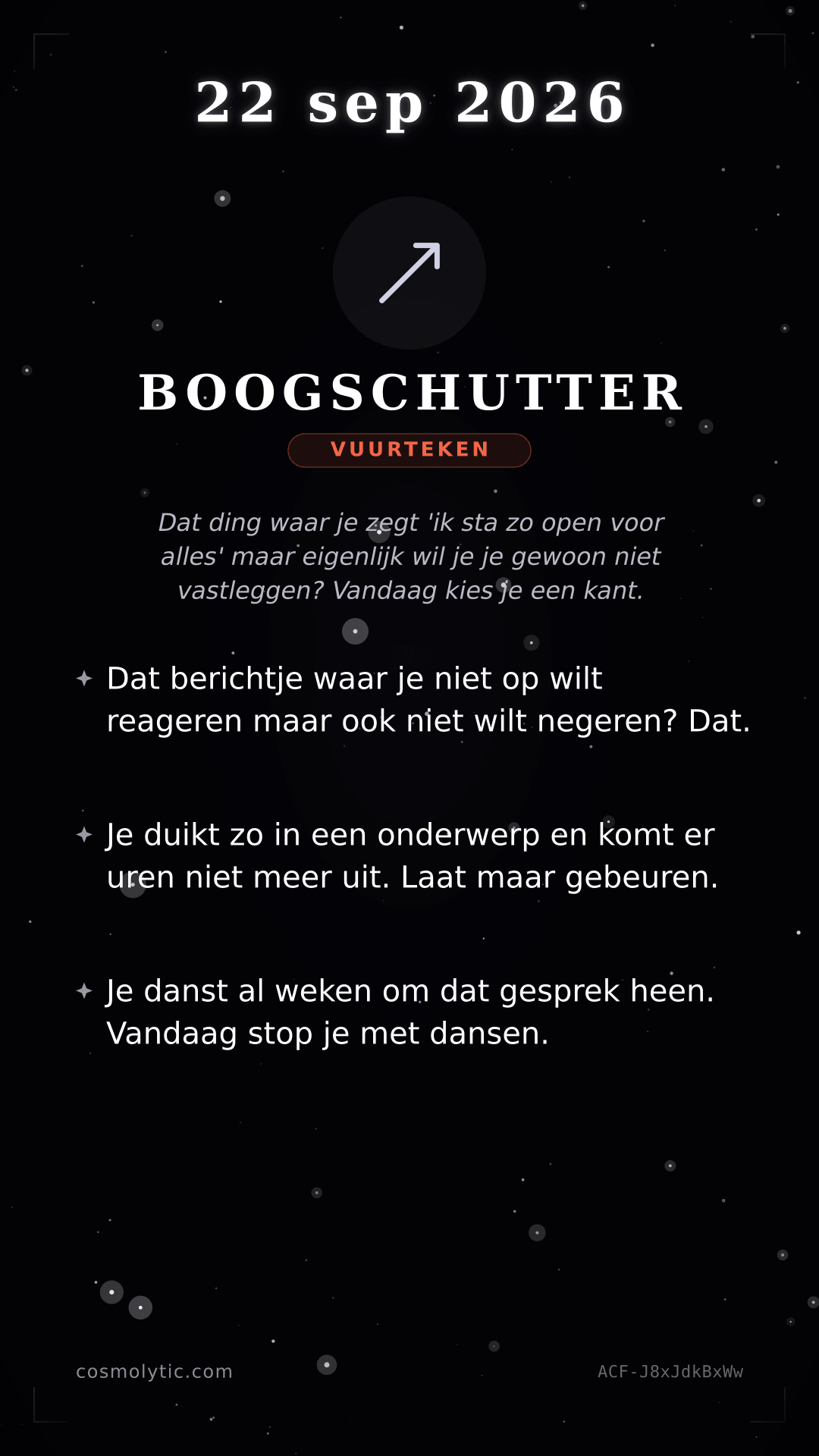 Boogschutter daghoroscoop kaart voor 22 september 2026