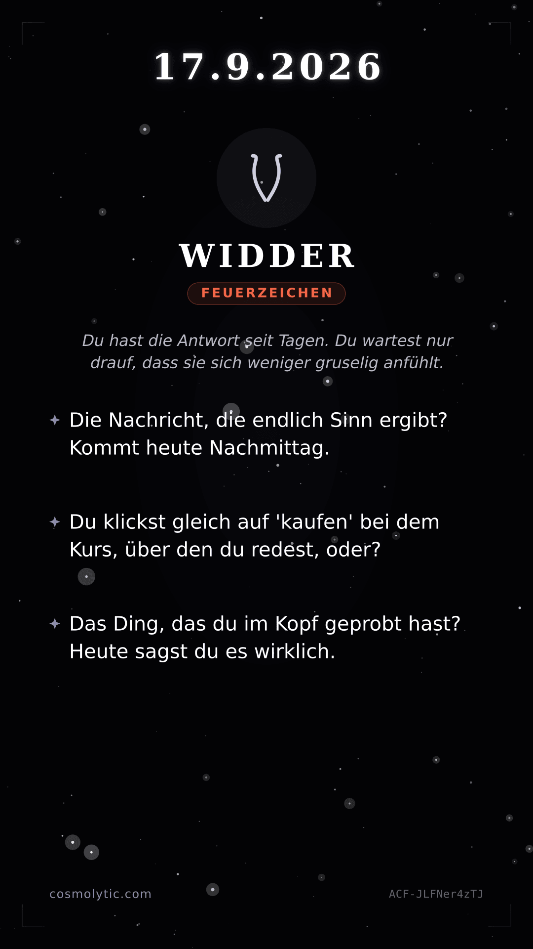 Widder Tageshoroskop-Karte für Gestern