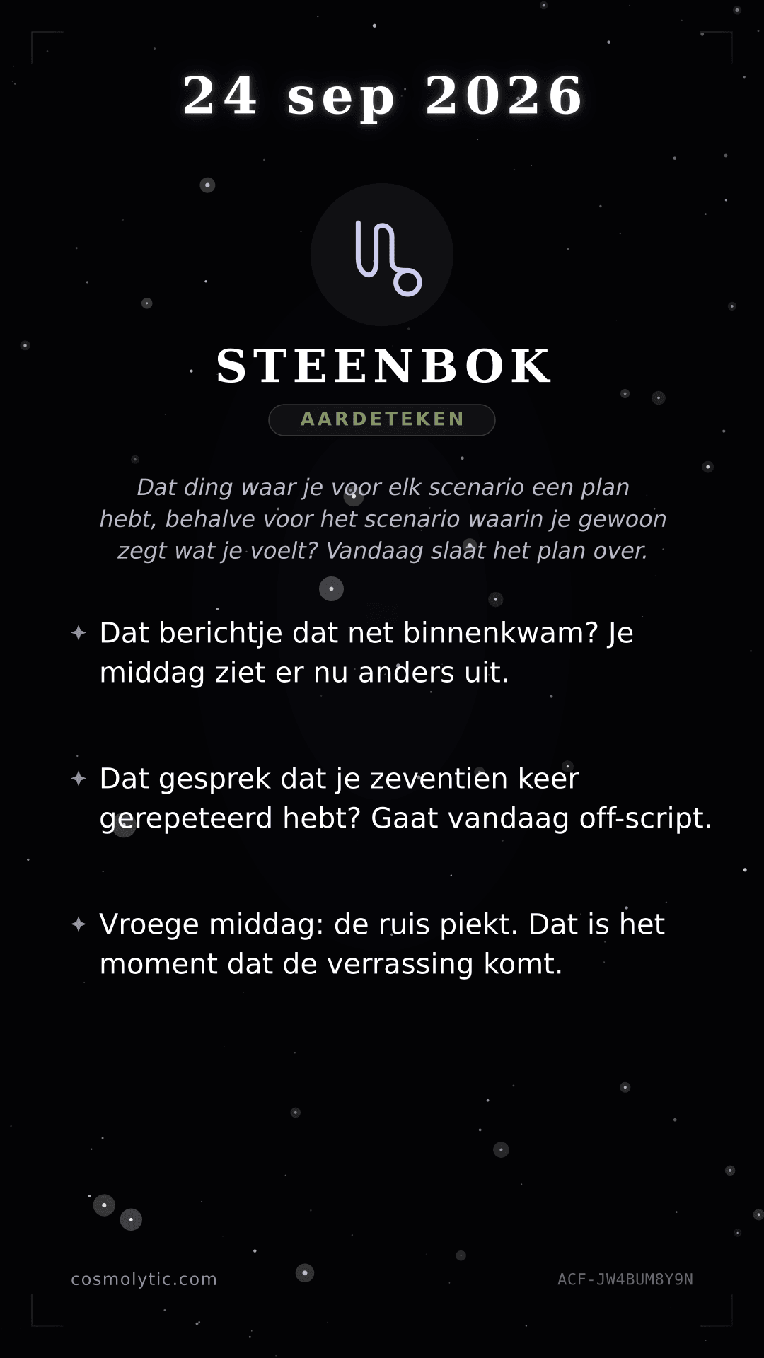 Steenbok daghoroscoop kaart voor 24 september 2026