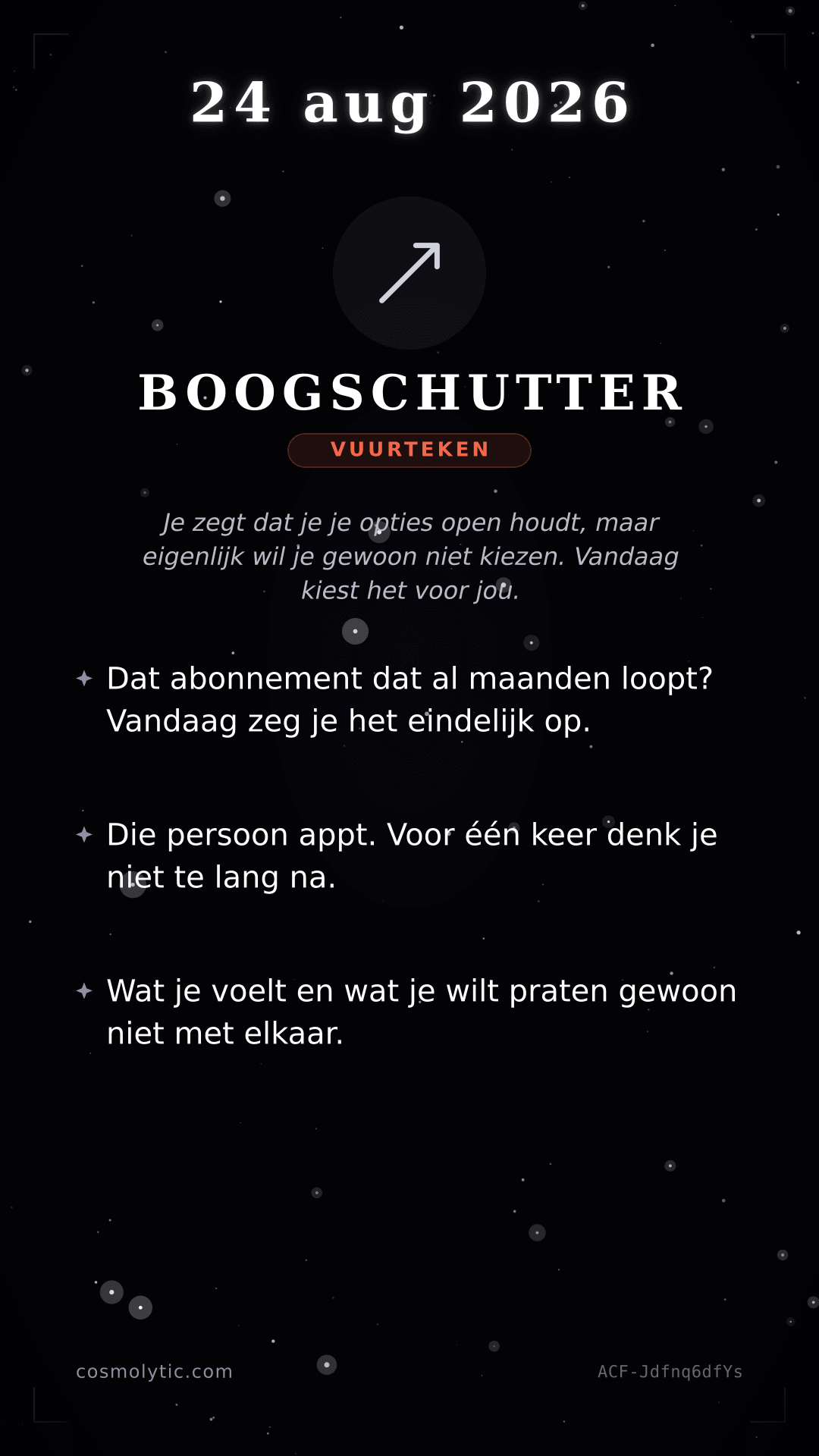 Boogschutter daghoroscoop kaart voor 24 augustus 2026