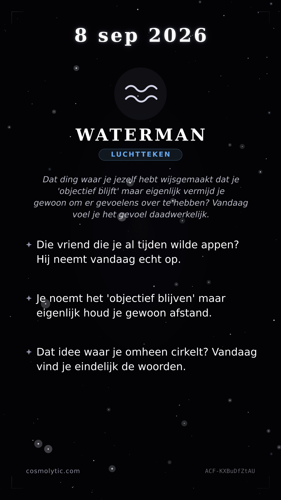 Waterman daghoroscoop kaart voor 8 september 2026