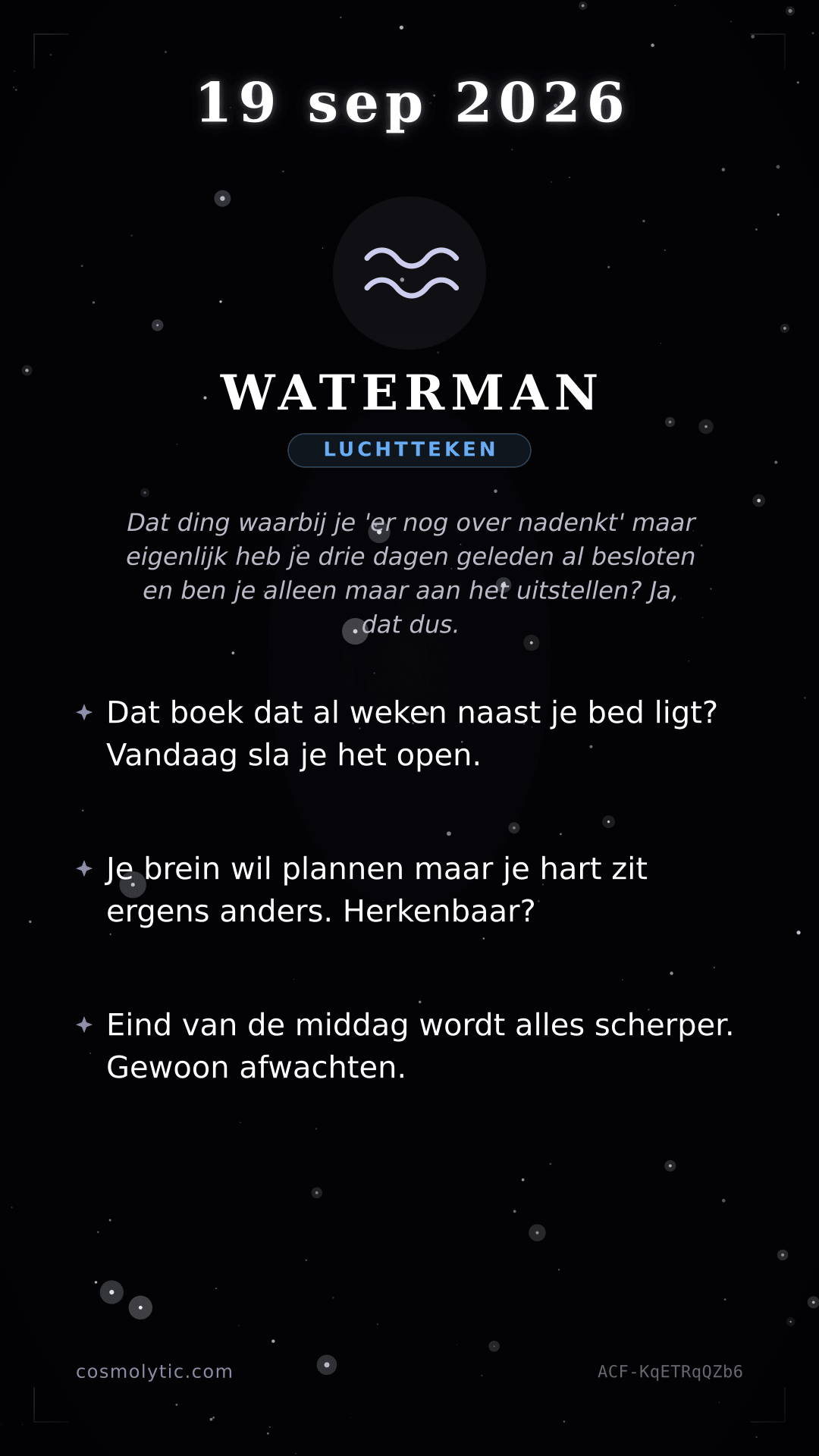 Waterman daghoroscoop kaart voor Vandaag