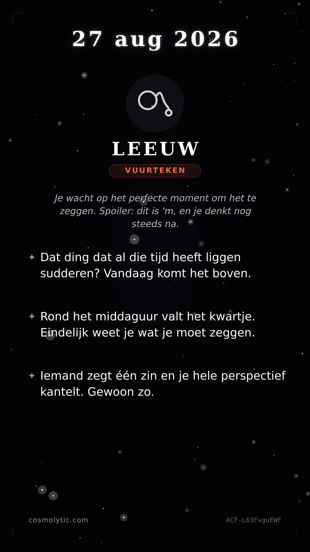 Leeuw daghoroscoop kaart voor 27 augustus 2026