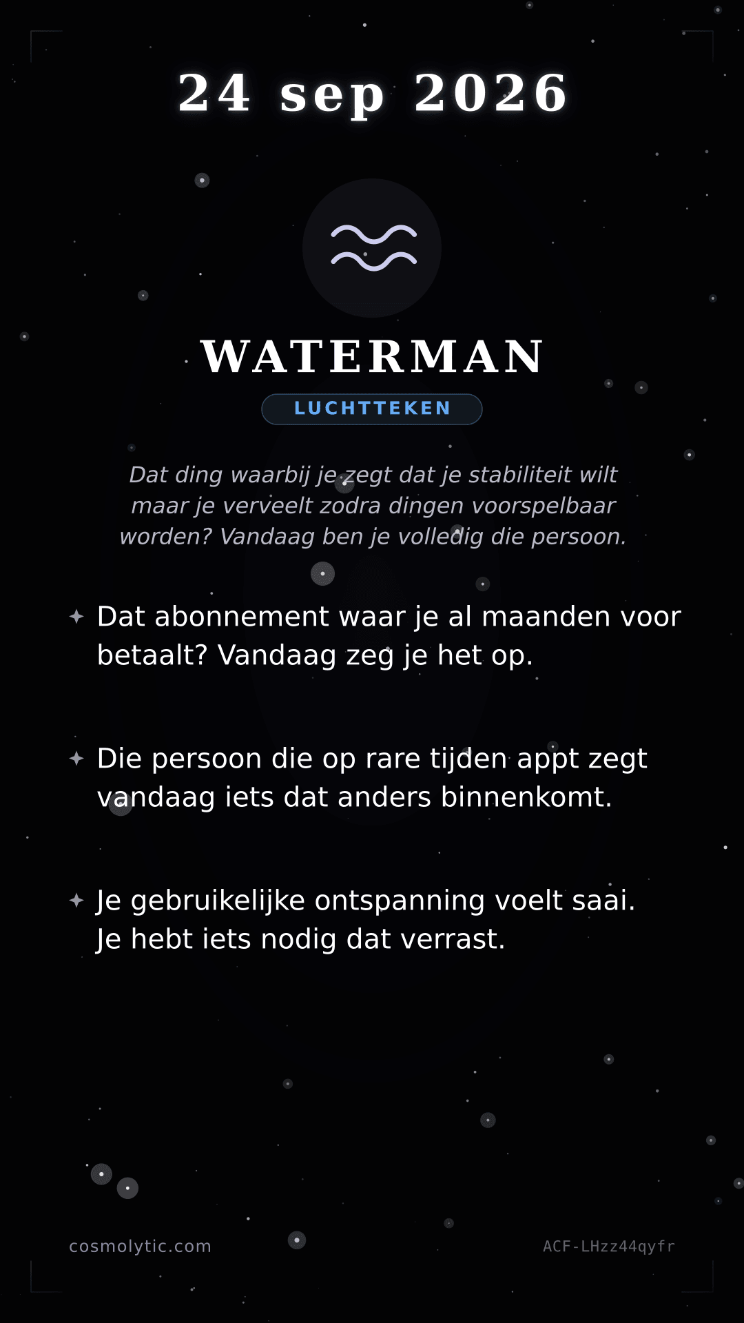 Waterman daghoroscoop kaart voor 24 september 2026