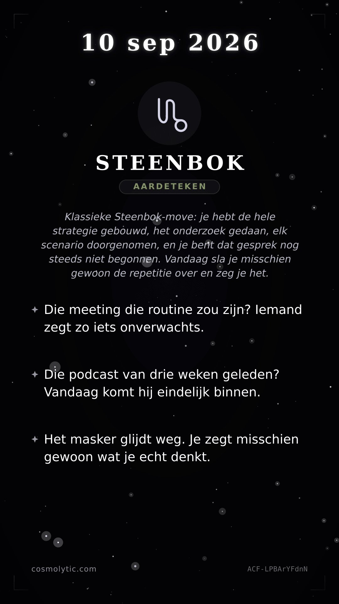 Steenbok daghoroscoop kaart voor 10 september 2026