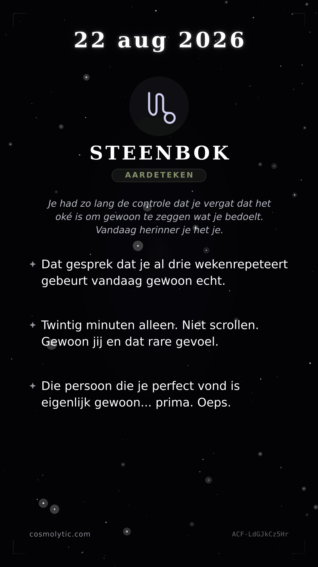 Steenbok daghoroscoop kaart voor 22 augustus 2026