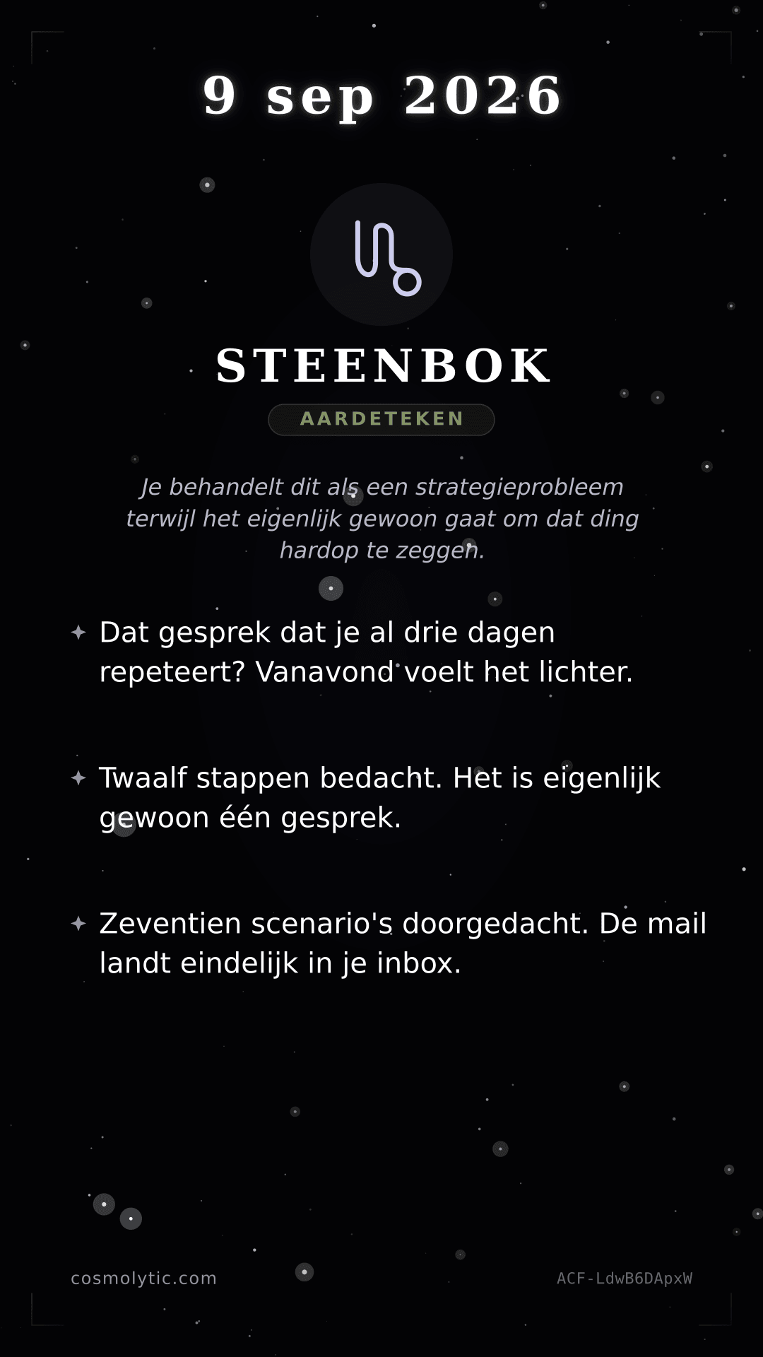 Steenbok daghoroscoop kaart voor 9 september 2026