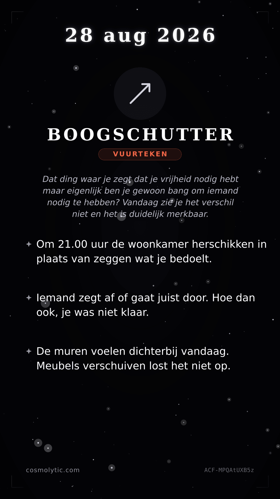 Boogschutter daghoroscoop kaart voor 28 augustus 2026