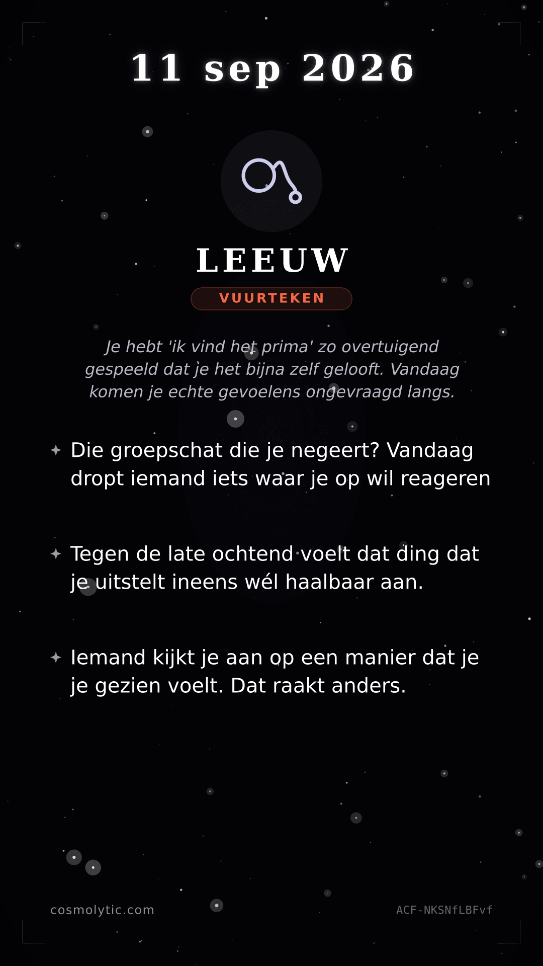 Leeuw daghoroscoop kaart voor 11 september 2026
