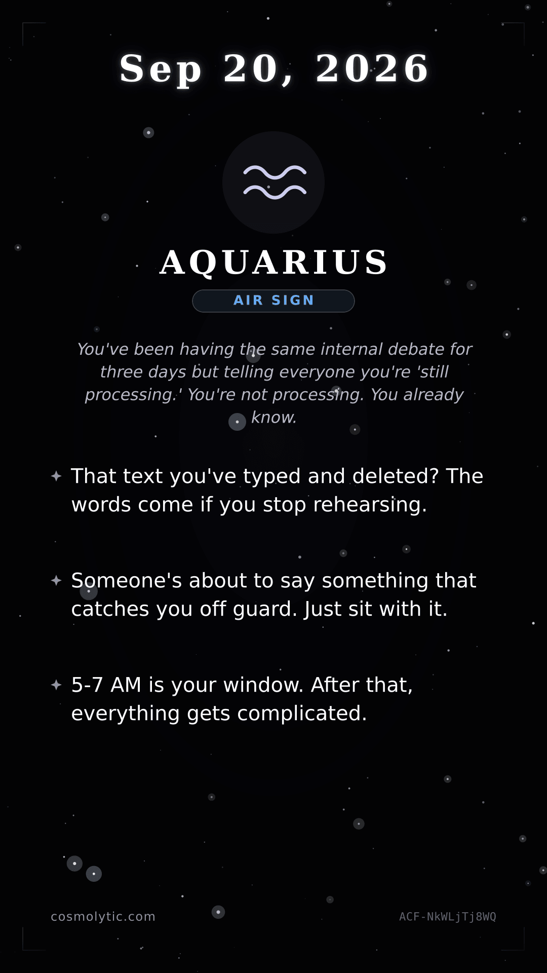 Aquarius daily horoscope card for Tomorrow
