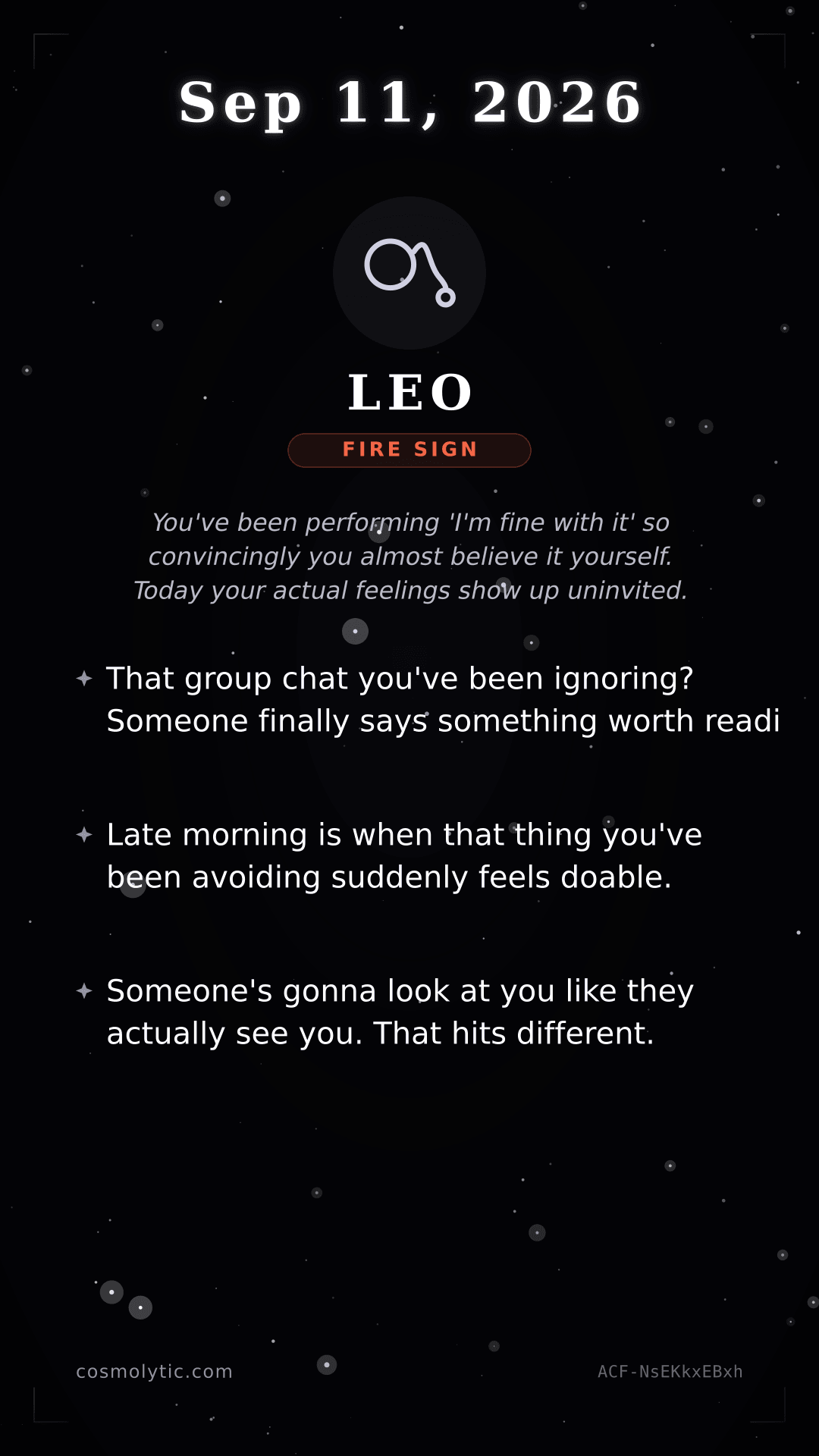 Leo daily horoscope card for September 11, 2026