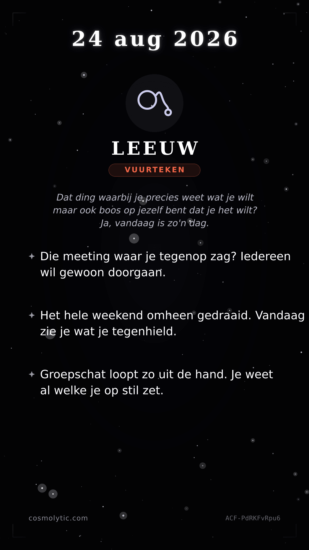 Leeuw daghoroscoop kaart voor 24 augustus 2026