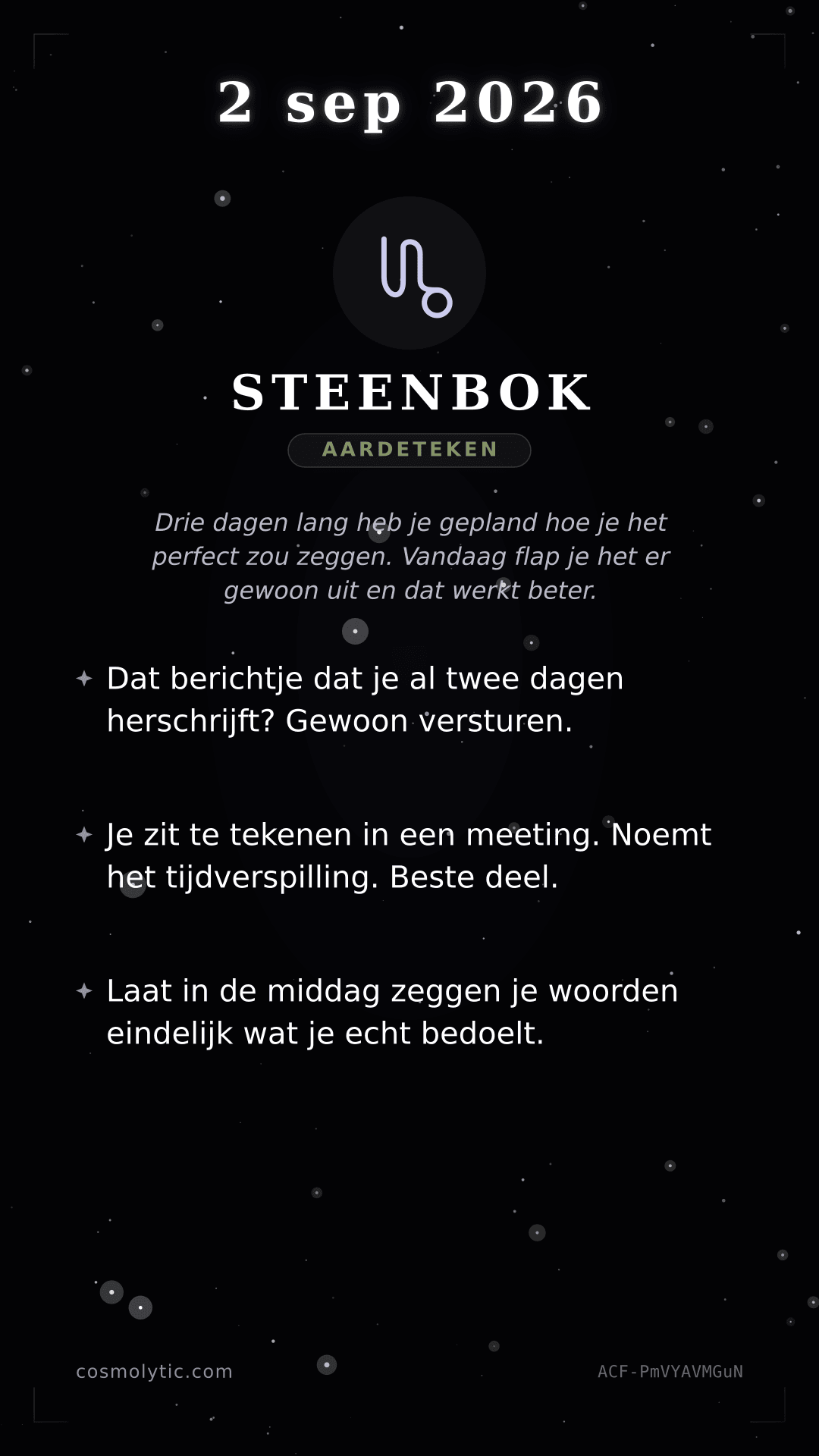 Steenbok daghoroscoop kaart voor 2 september 2026