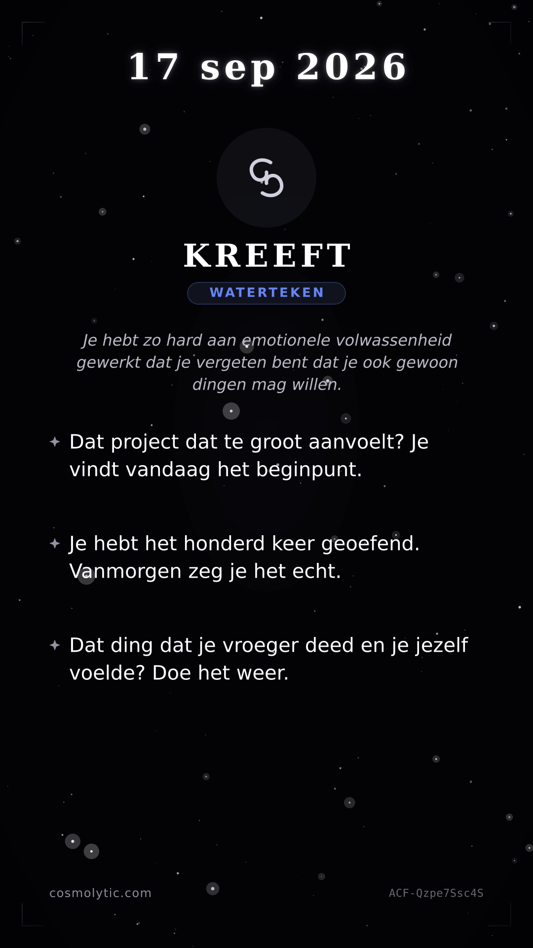 Kreeft daghoroscoop kaart voor Gisteren