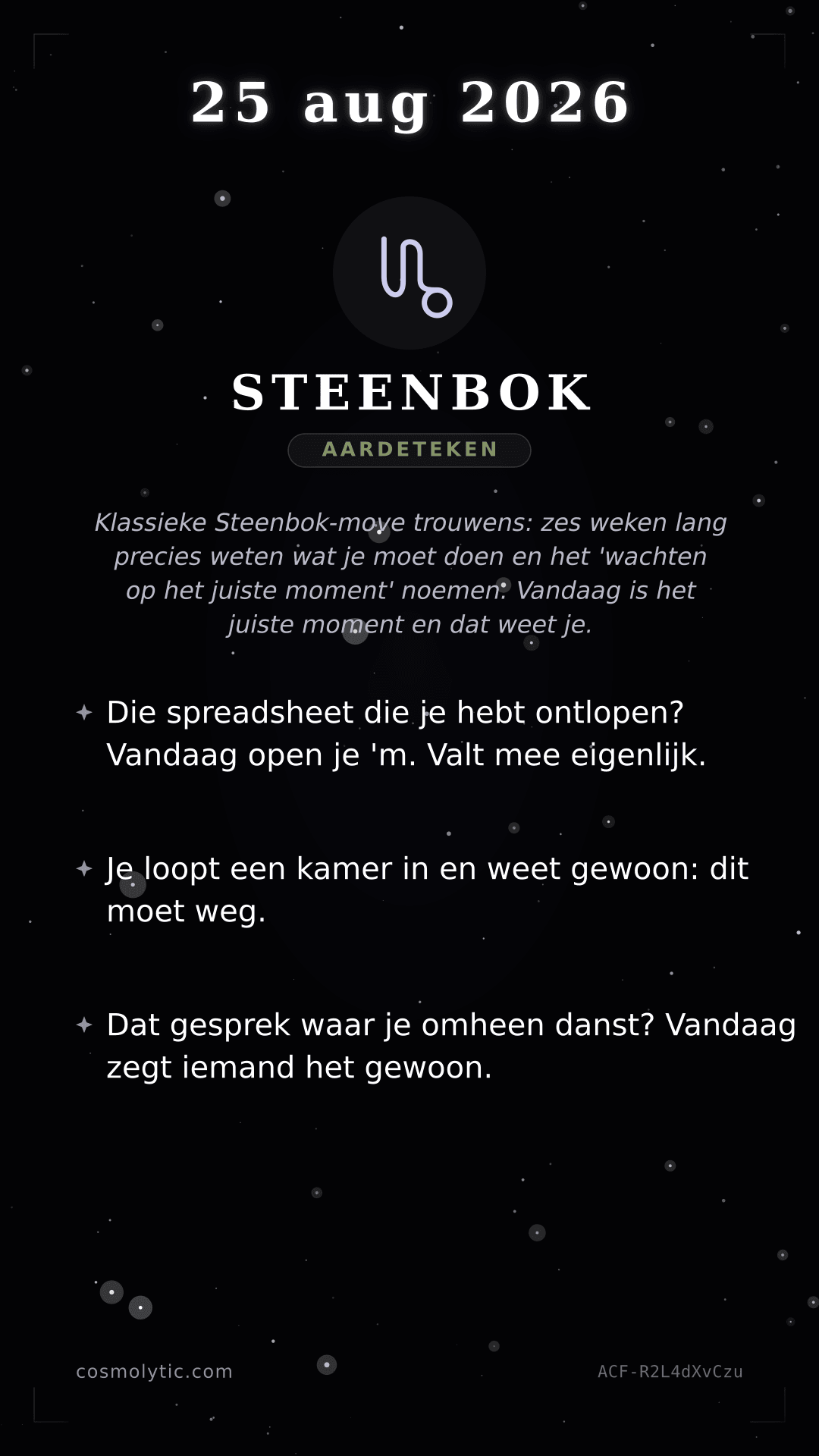 Steenbok daghoroscoop kaart voor 25 augustus 2026