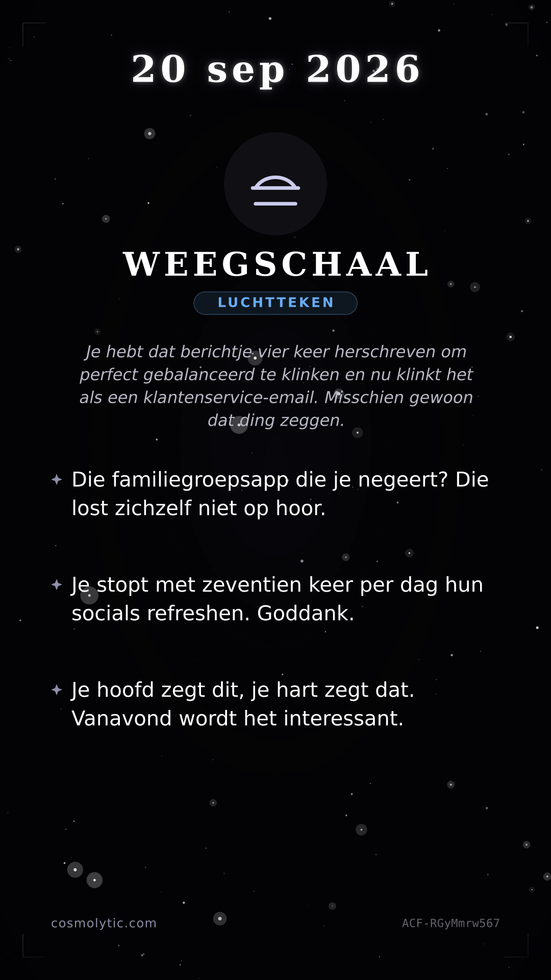 Weegschaal daghoroscoop kaart voor Morgen