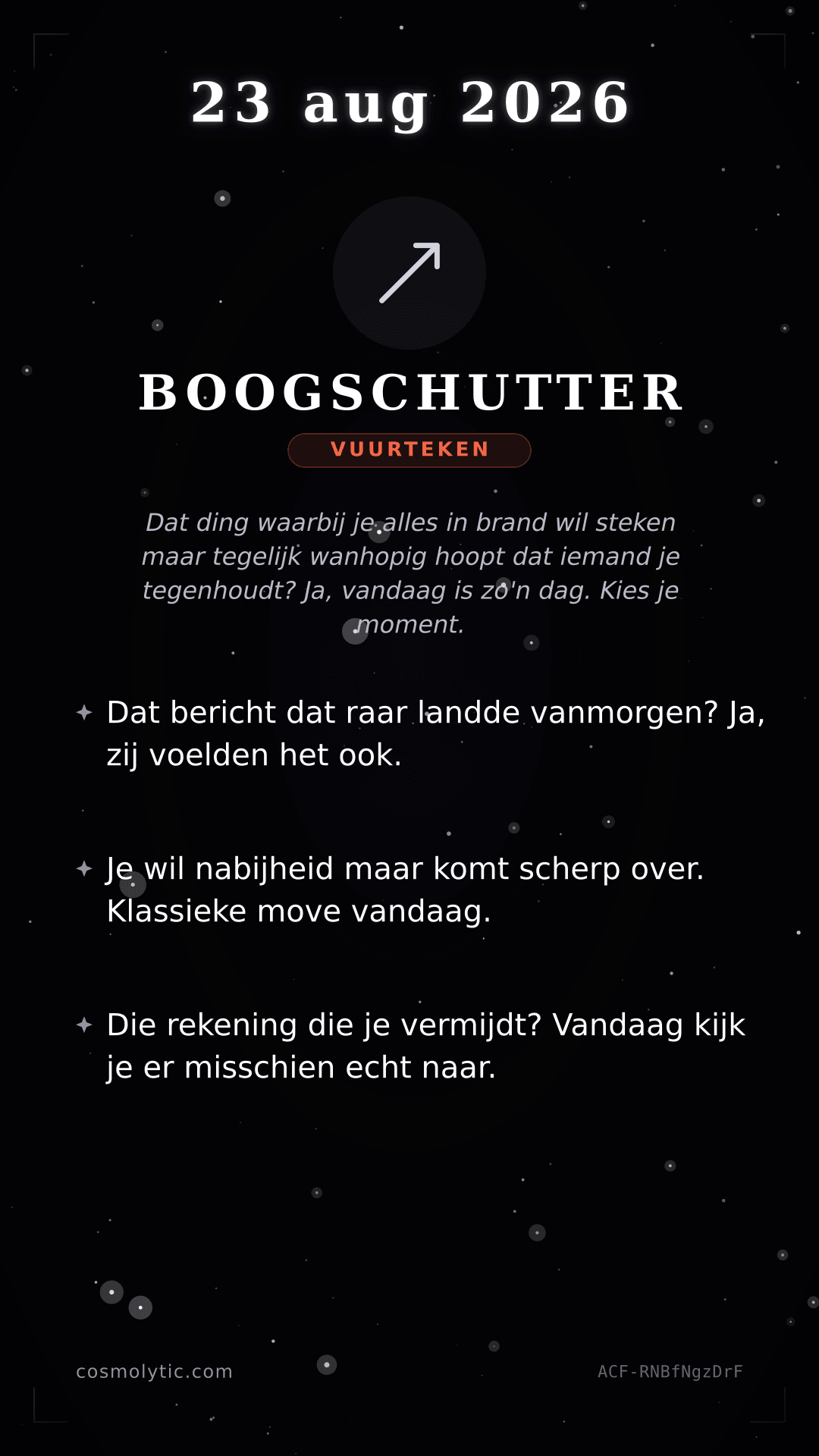 Boogschutter daghoroscoop kaart voor 23 augustus 2026