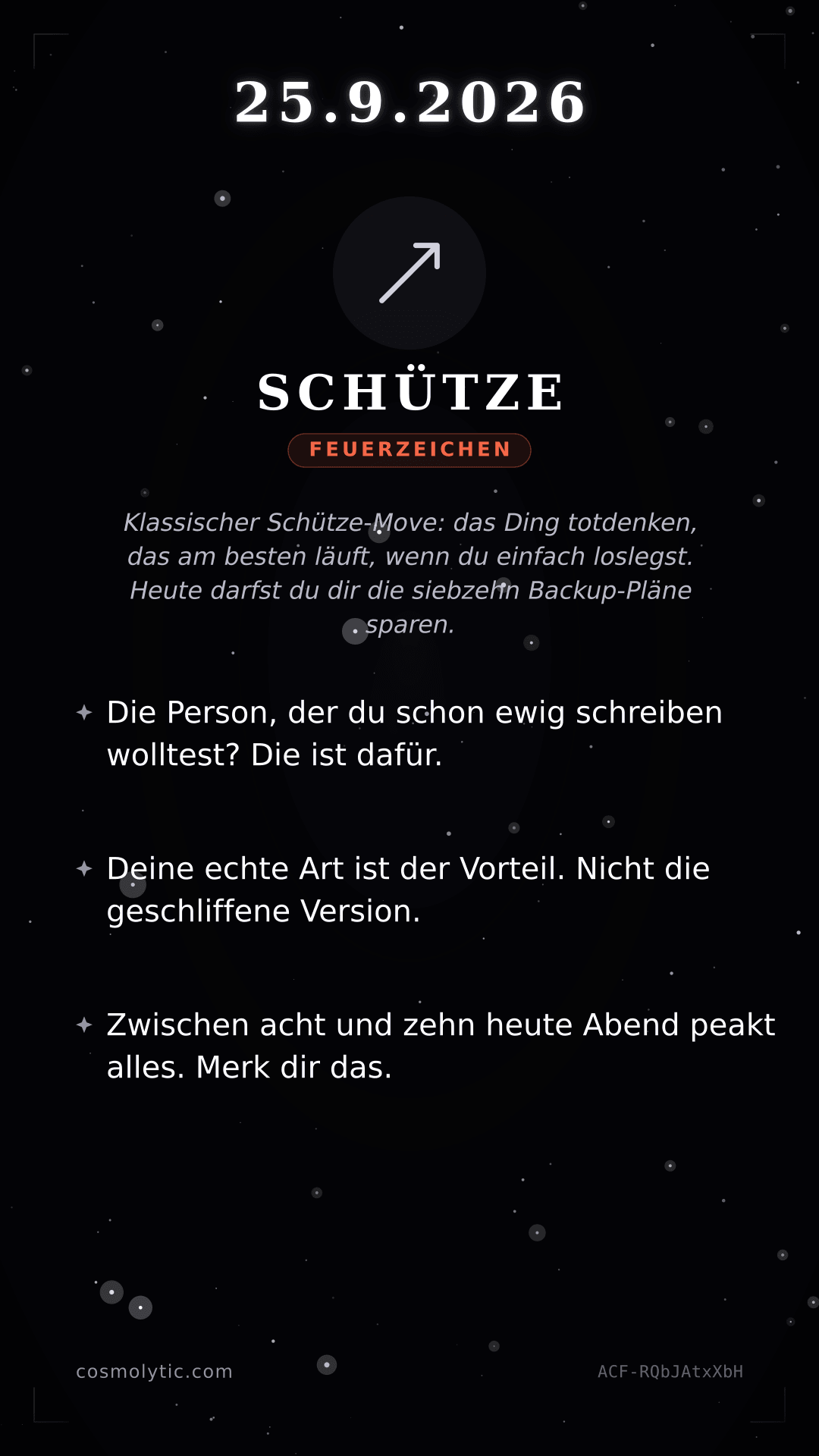 Schütze Tageshoroskop-Karte für 25. September 2026