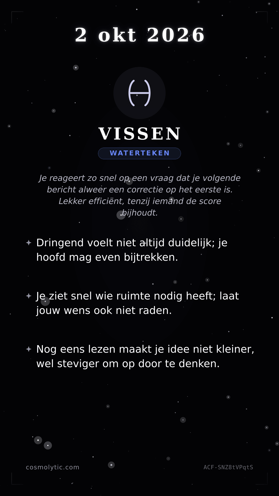 Vissen daghoroscoop kaart voor Gisteren