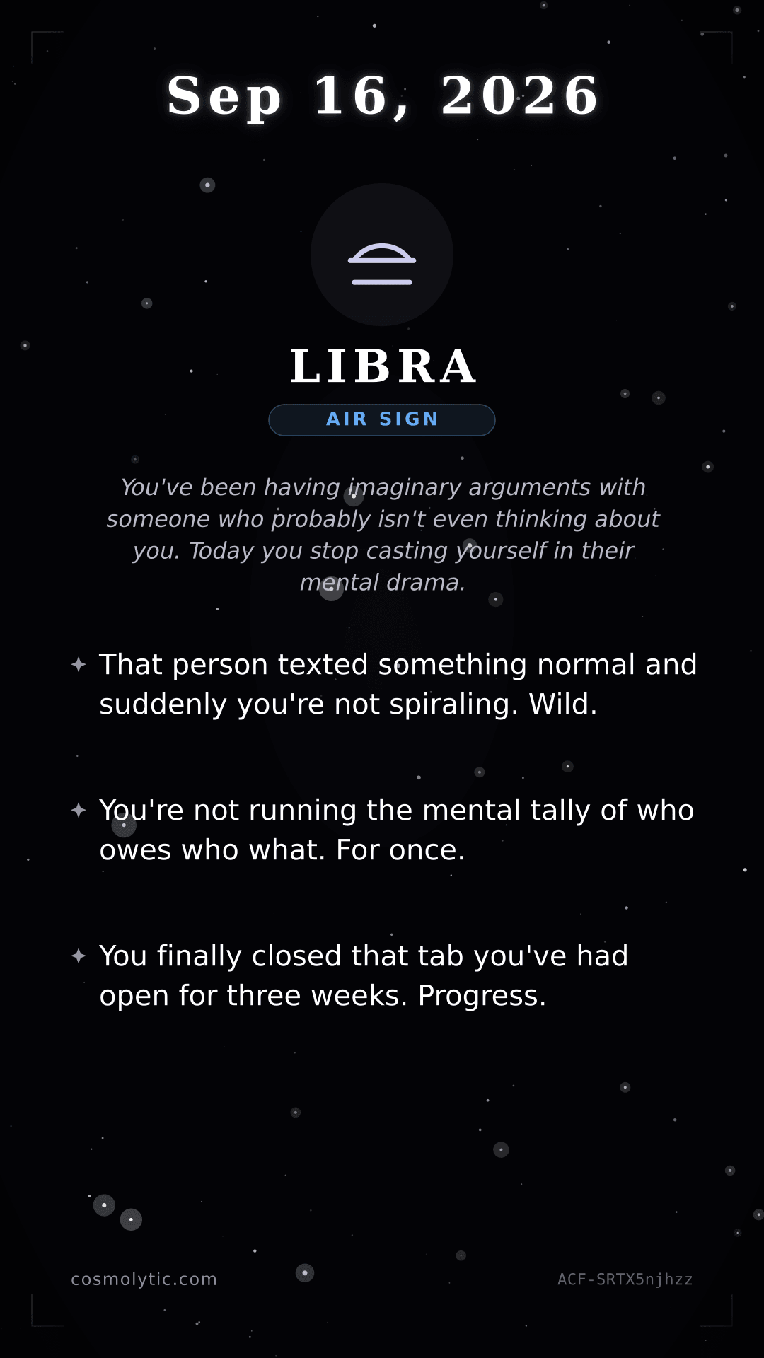 Libra daily horoscope card for September 16, 2026