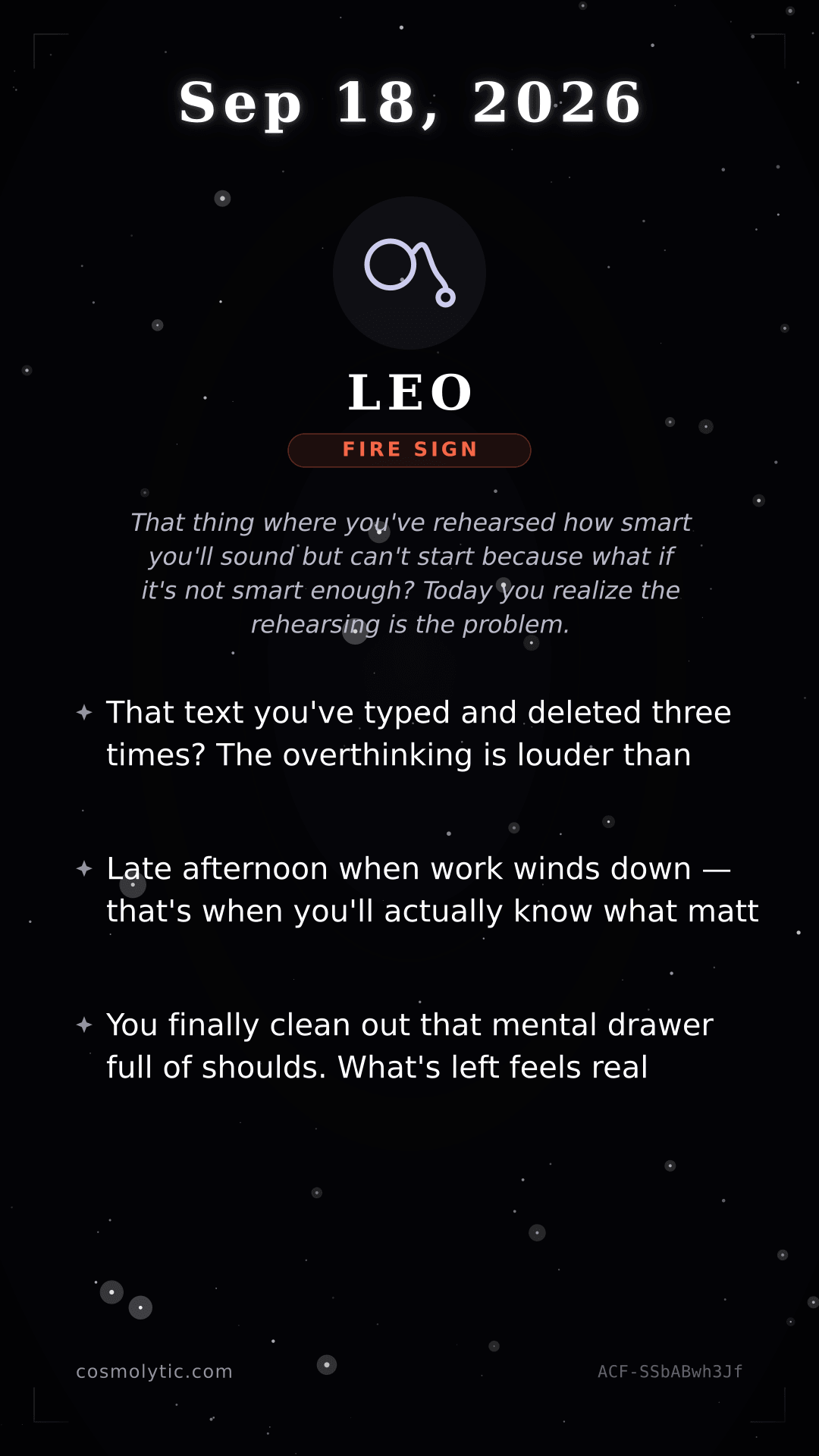 Leo daily horoscope card for Today