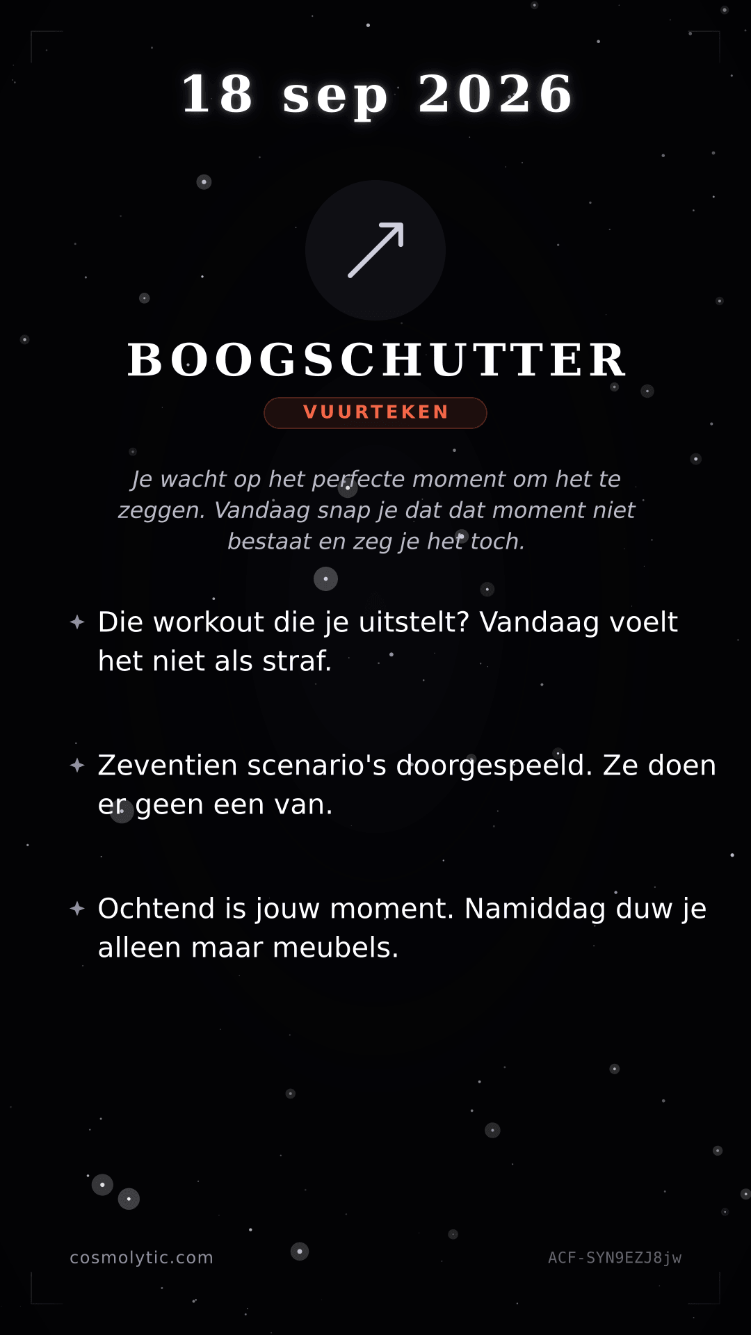 Boogschutter daghoroscoop kaart voor Vandaag