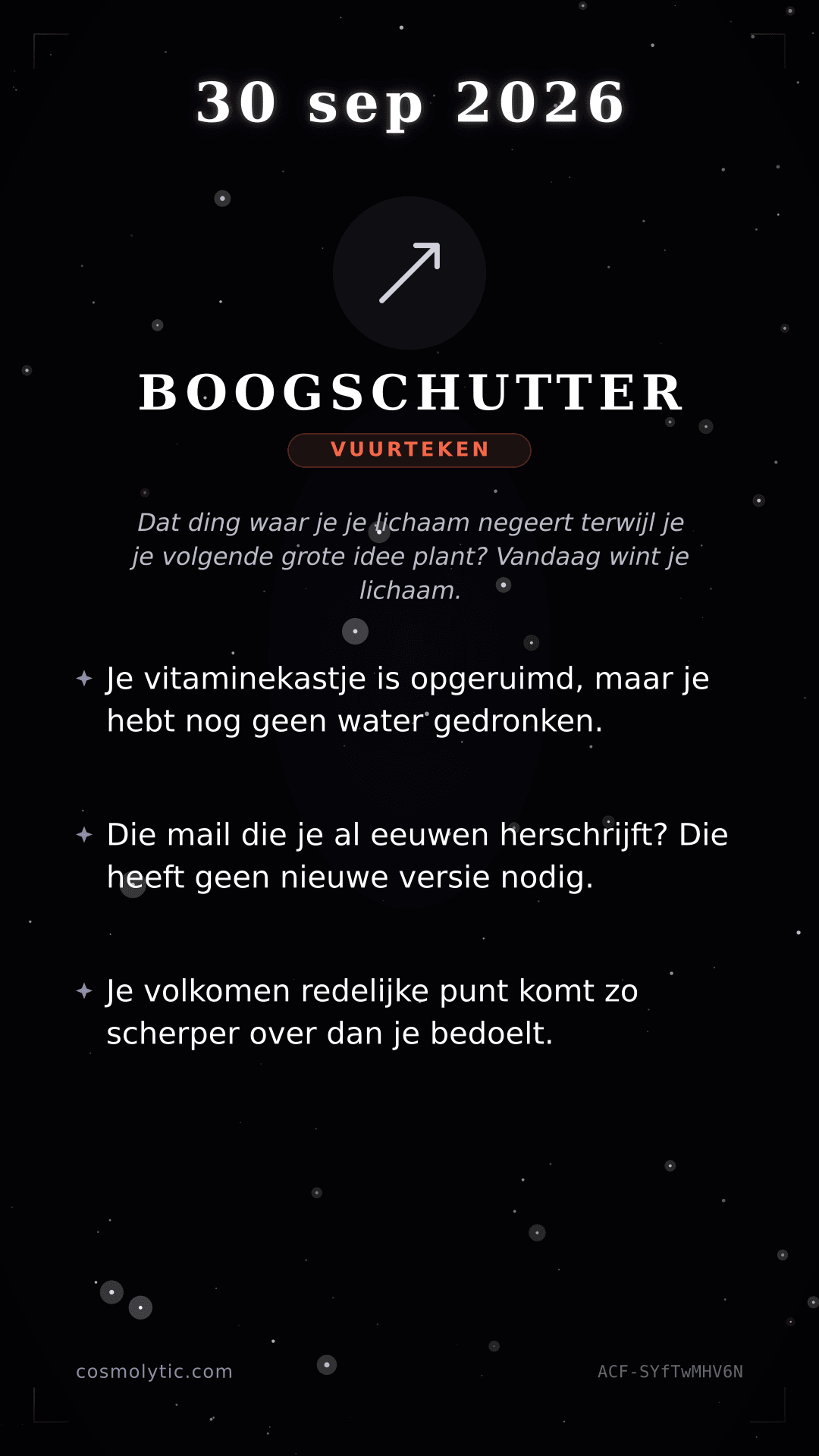 Boogschutter daghoroscoop kaart voor 30 september 2026