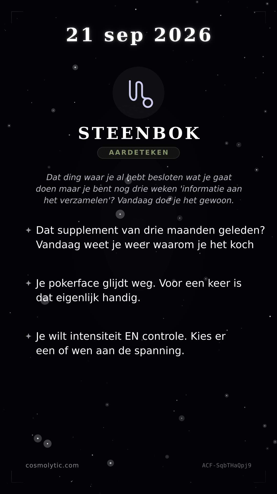 Steenbok daghoroscoop kaart voor 21 september 2026