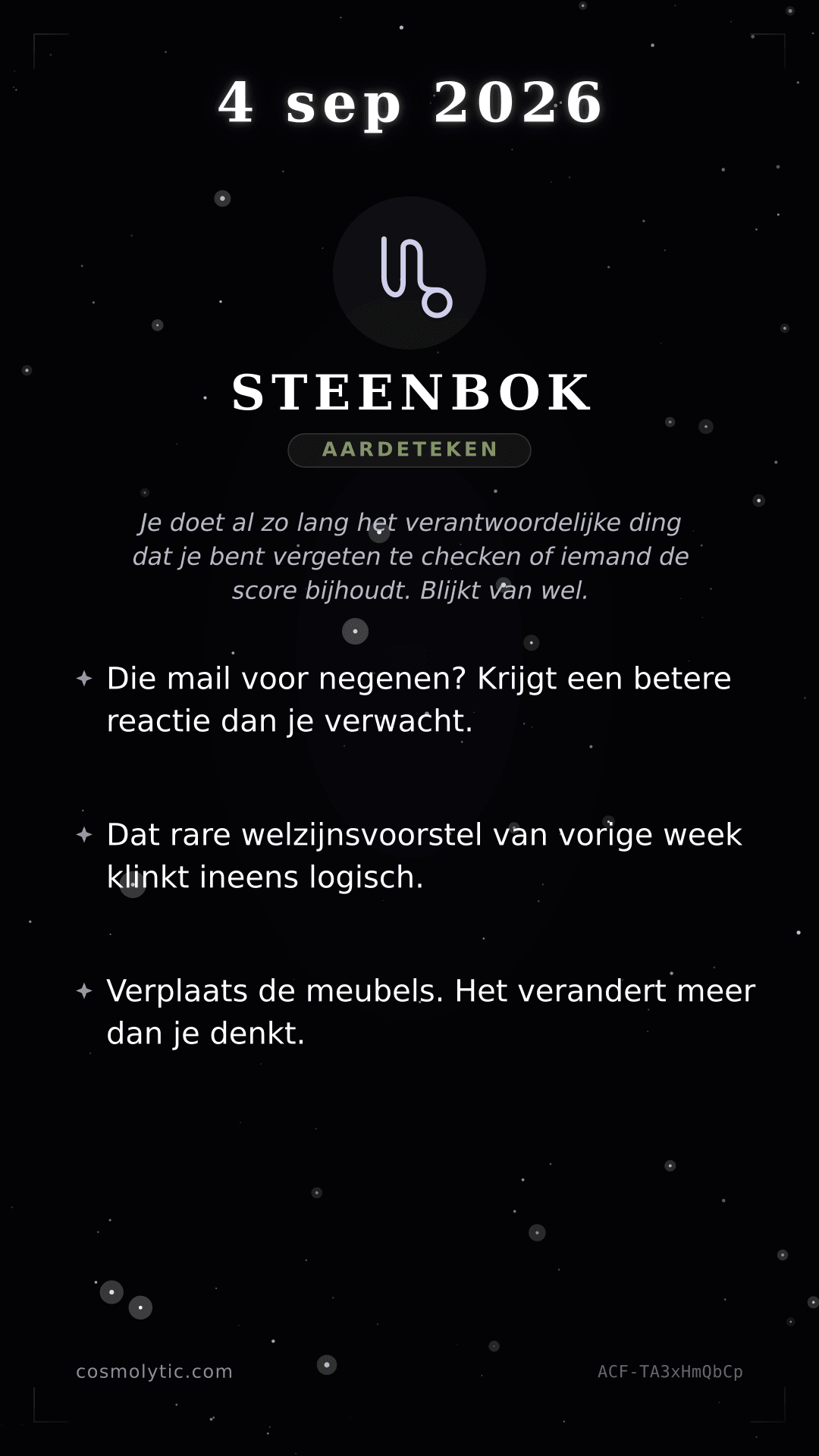 Steenbok daghoroscoop kaart voor 4 september 2026
