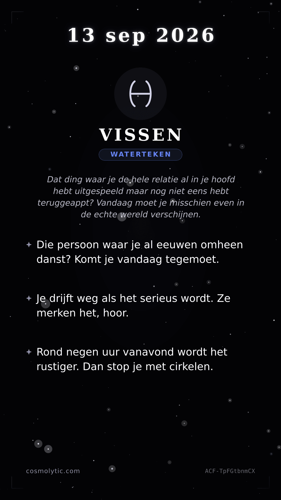 Vissen daghoroscoop kaart voor 13 september 2026