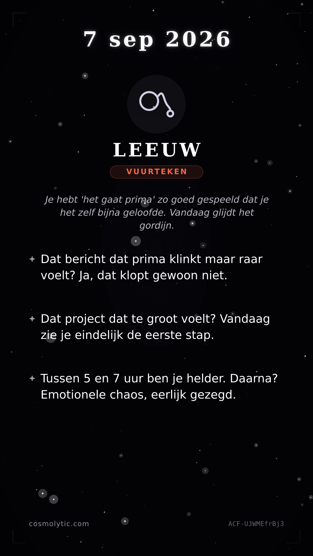 Leeuw daghoroscoop kaart voor 7 september 2026