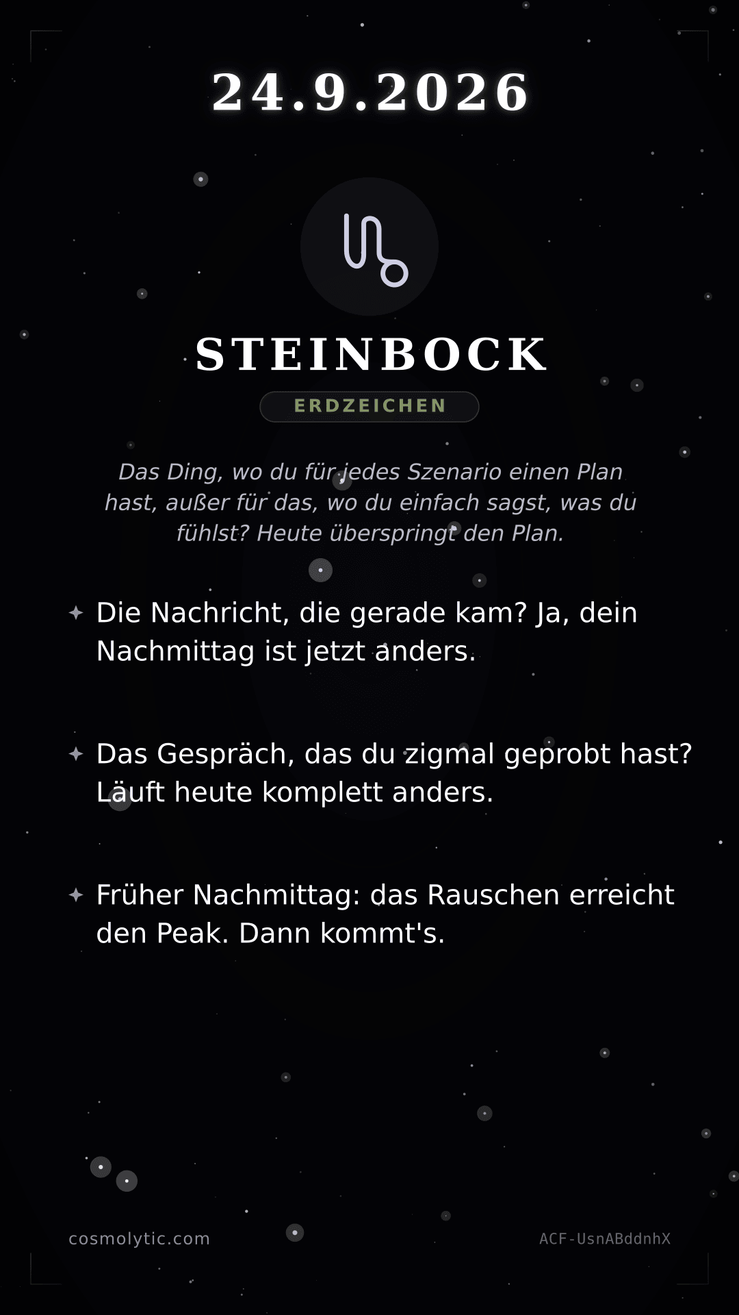 Steinbock Tageshoroskop-Karte für 24. September 2026