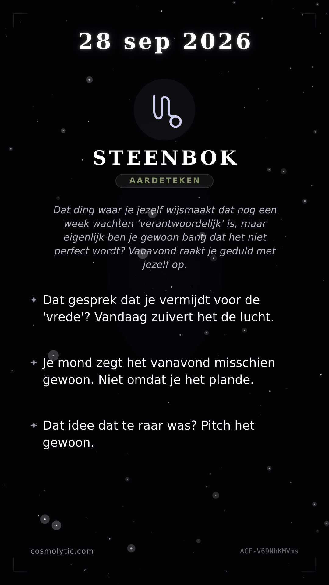 Steenbok daghoroscoop kaart voor 28 september 2026