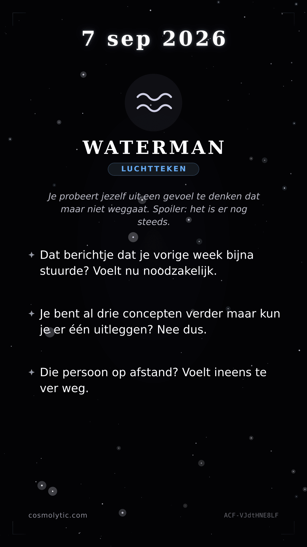 Waterman daghoroscoop kaart voor 7 september 2026