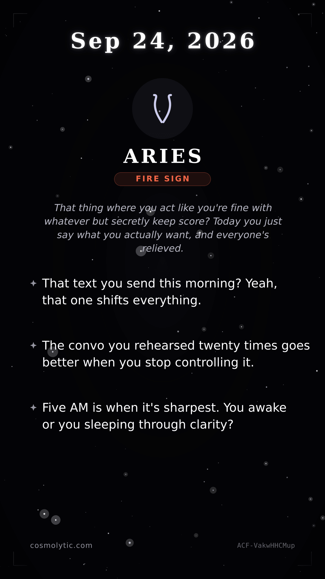 Aries daily horoscope card for September 24, 2026