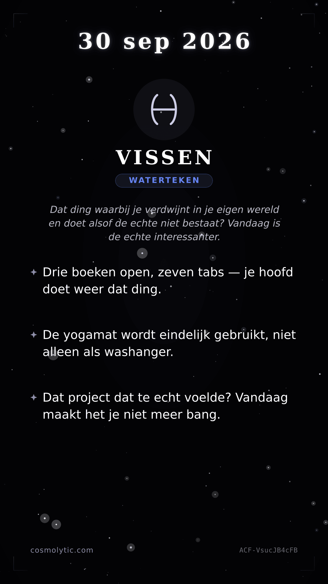 Vissen daghoroscoop kaart voor 30 september 2026