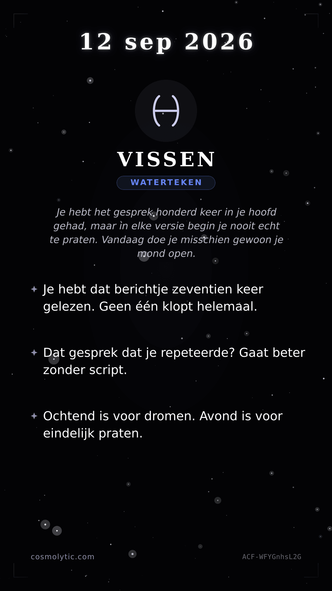 Vissen daghoroscoop kaart voor 12 september 2026