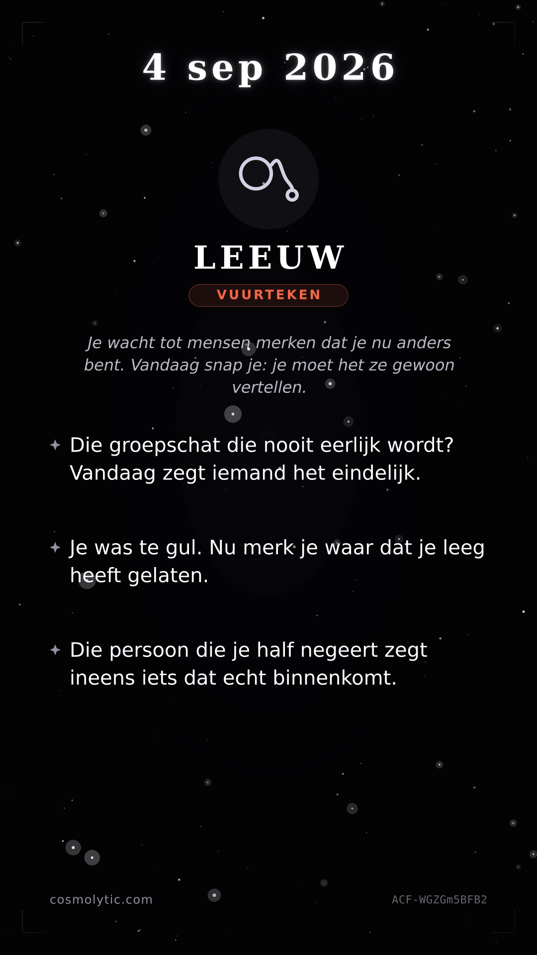 Leeuw daghoroscoop kaart voor 4 september 2026