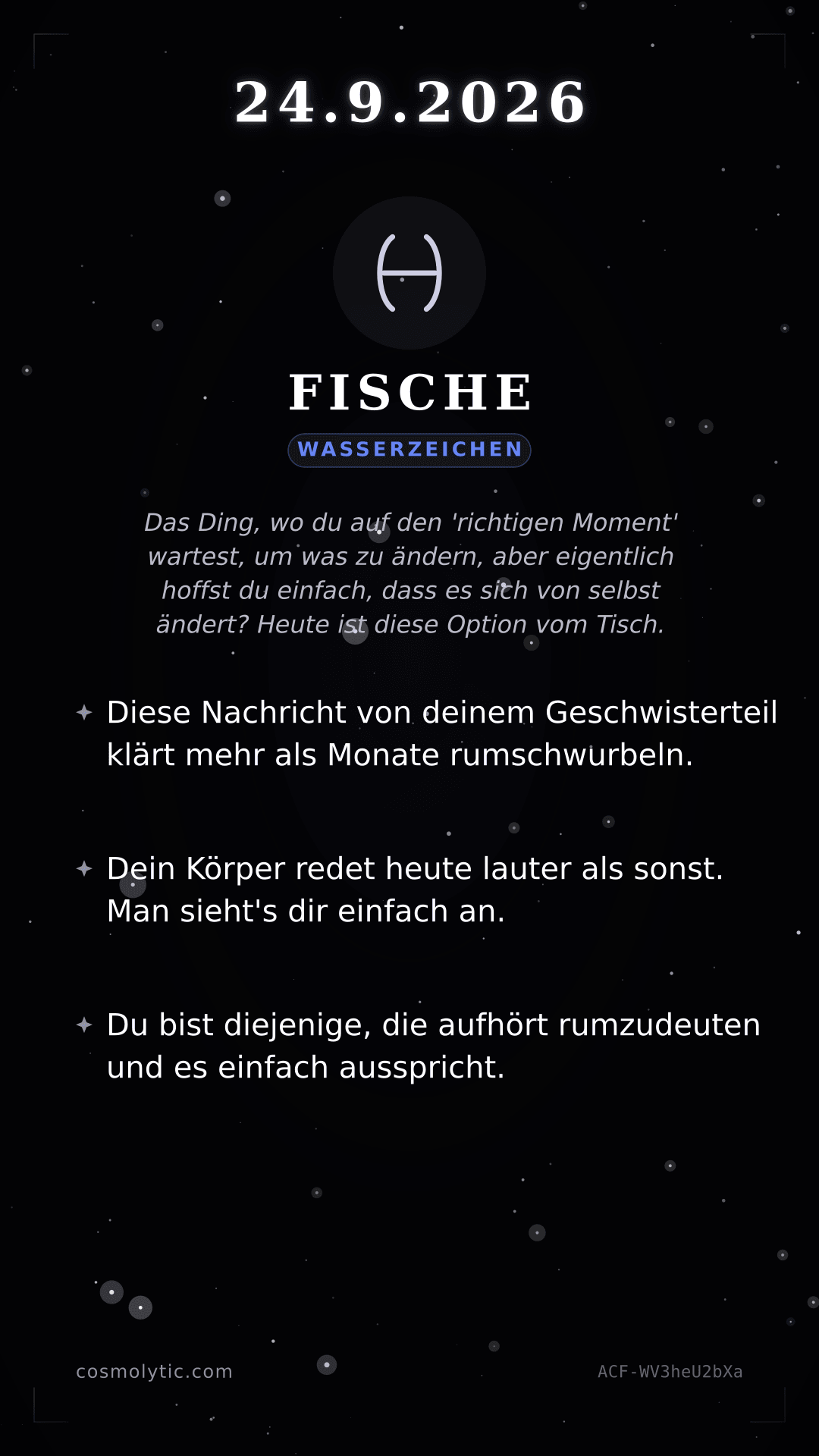 Fische Tageshoroskop-Karte für 24. September 2026