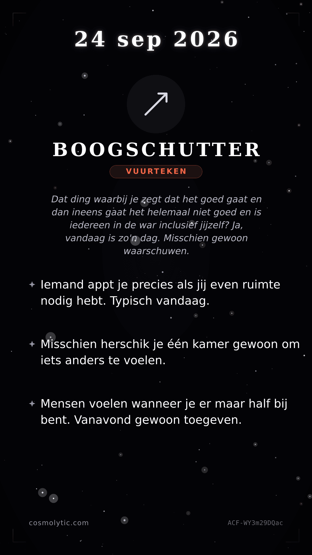 Boogschutter daghoroscoop kaart voor 24 september 2026