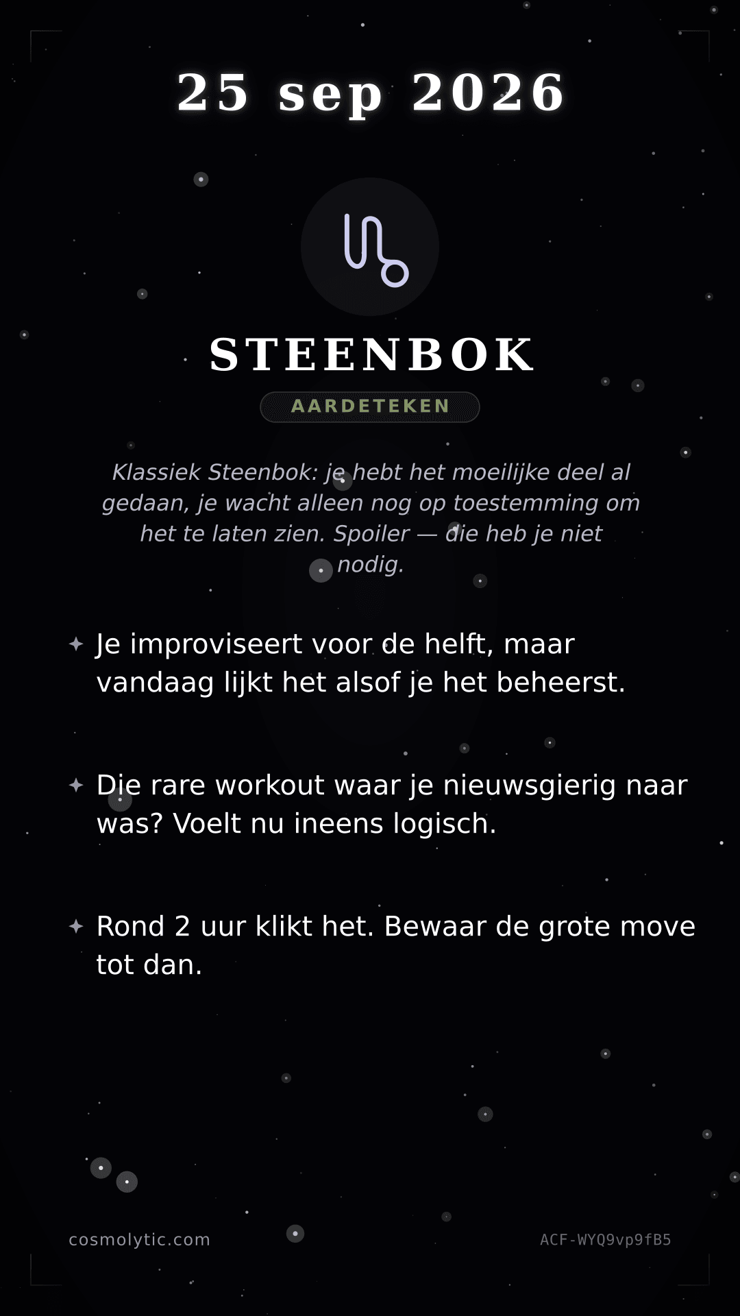 Steenbok daghoroscoop kaart voor 25 september 2026