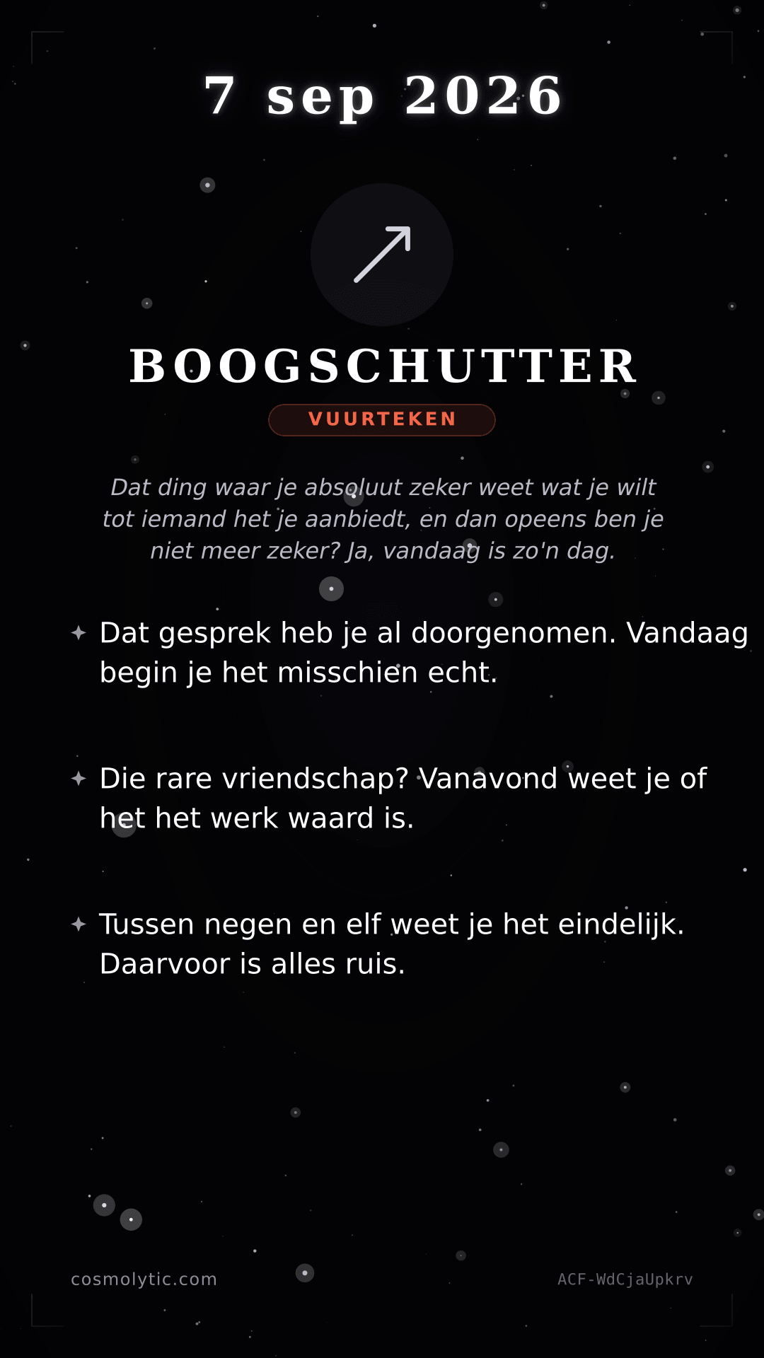 Boogschutter daghoroscoop kaart voor 7 september 2026