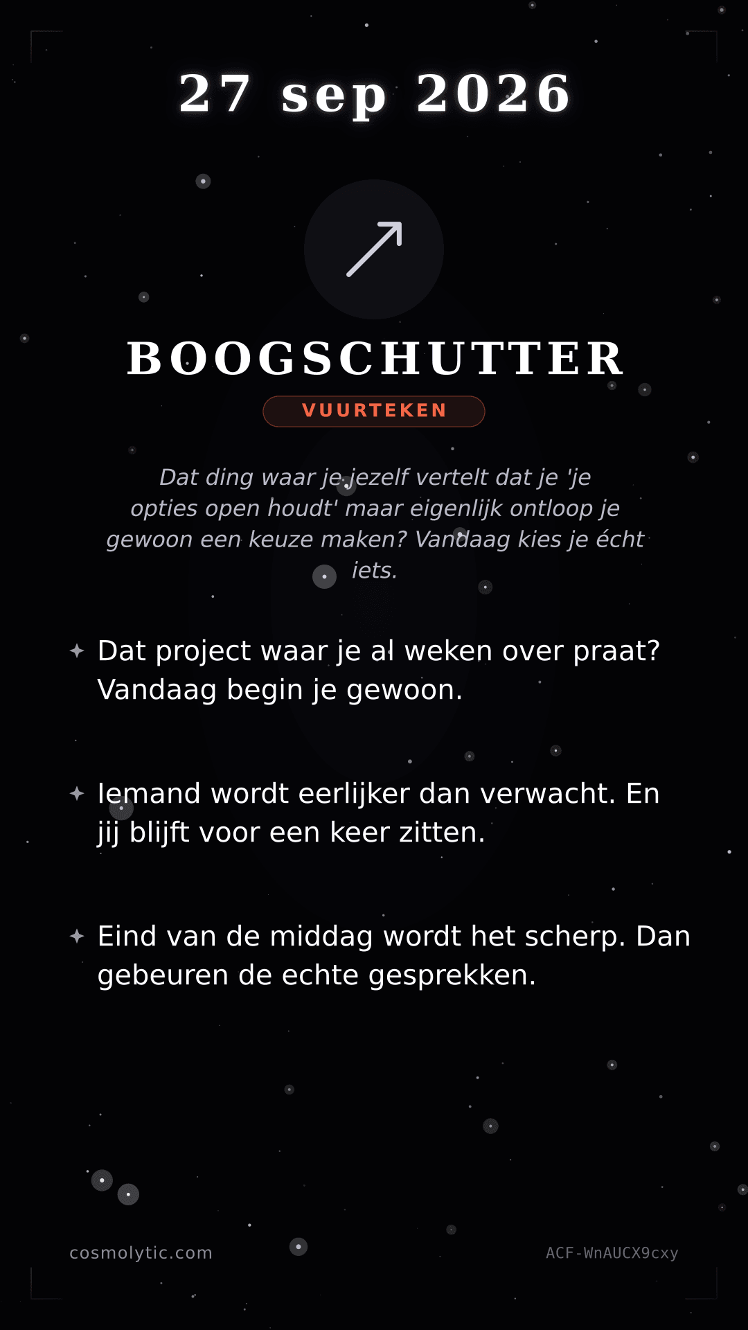 Boogschutter daghoroscoop kaart voor 27 september 2026