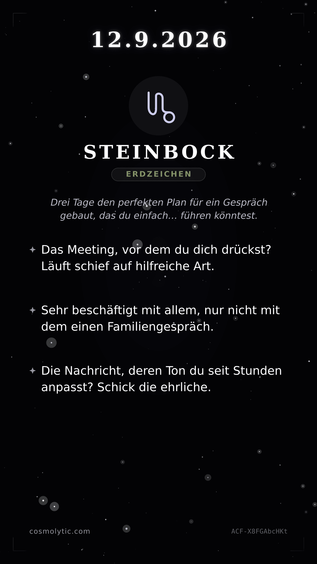 Steinbock Tageshoroskop-Karte für 12. September 2026